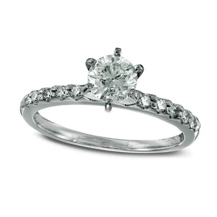 088 CT TW Natural Diamond Engagement Ring in Solid 14K White Gold Goldia Rings