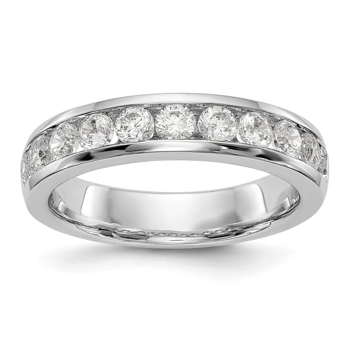 099ct CZ Solid Real 14K White Gold 11Stone Channel Wedding Band Ring Goldia Rings