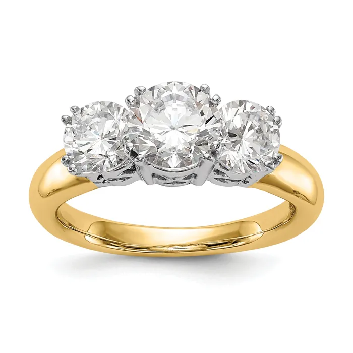 100ct CZ Solid Real 14K Twotone 3Stone Engagement Ring Goldia Rings