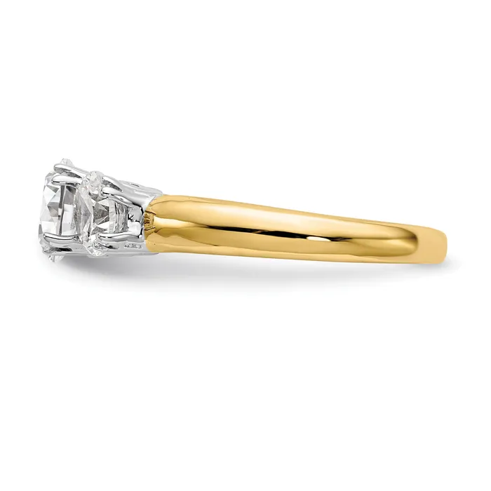 100ct CZ Solid Real 14K Twotone 3Stone Engagement Ring Goldia Rings