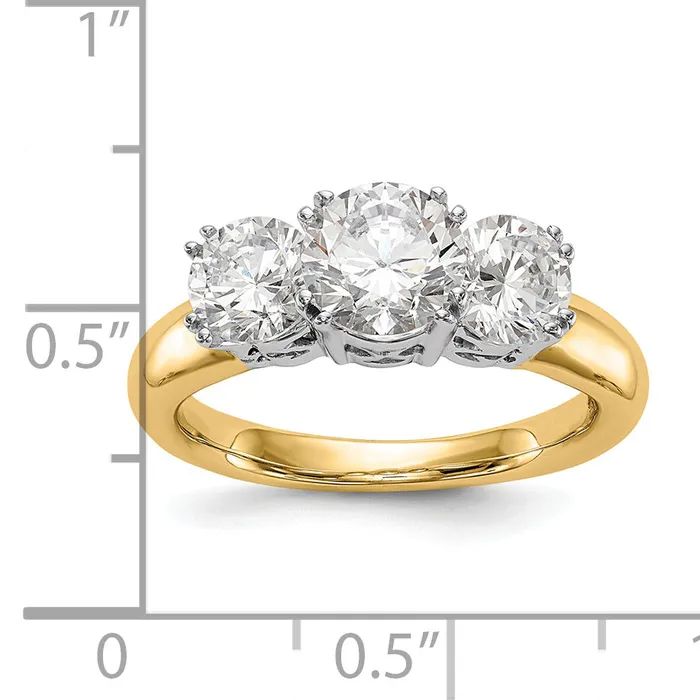 100ct CZ Solid Real 14K Twotone 3Stone Engagement Ring Goldia Rings