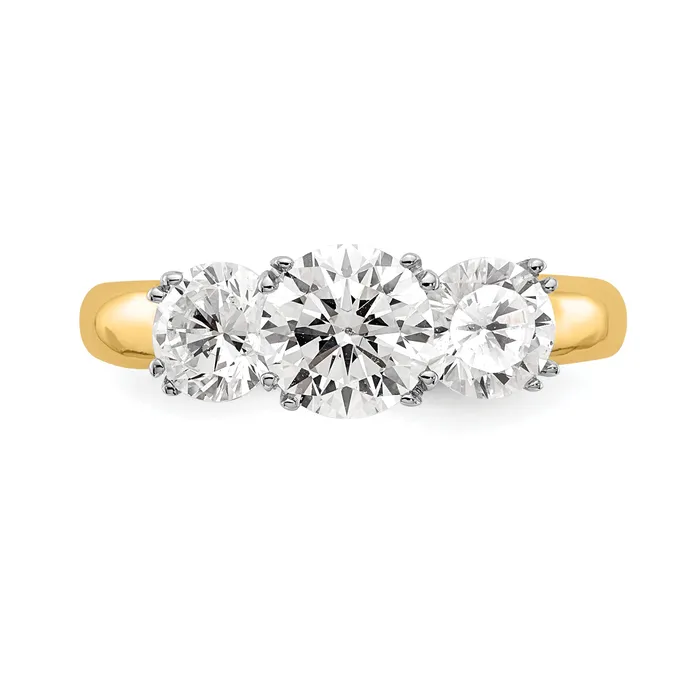 100ct CZ Solid Real 14K Twotone 3Stone Engagement Ring Goldia Rings