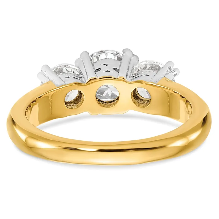100ct CZ Solid Real 14K Twotone 3Stone Engagement Ring Goldia Rings
