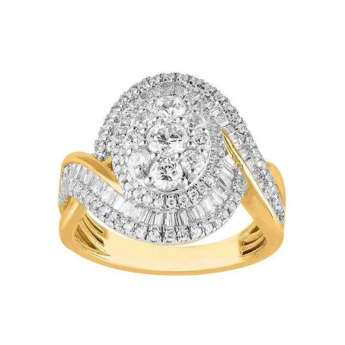 15 CT TW Composite Natural Diamond Bypass Split Shank Ring in Solid 10K Yellow Gold Goldia Rings