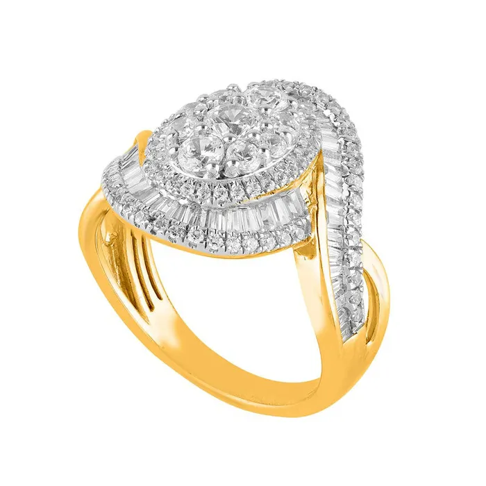 15 CT TW Composite Natural Diamond Bypass Split Shank Ring in Solid 10K Yellow Gold Goldia Rings