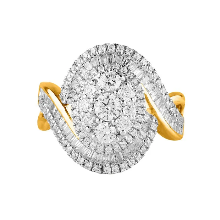 15 CT TW Composite Natural Diamond Bypass Split Shank Ring in Solid 10K Yellow Gold Goldia Rings