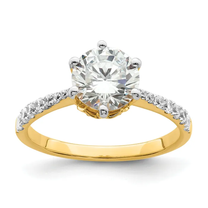 150ct CZ Solid Real 14k Polish 1 12ct Round Leaf Design Dia Ring Goldia Rings