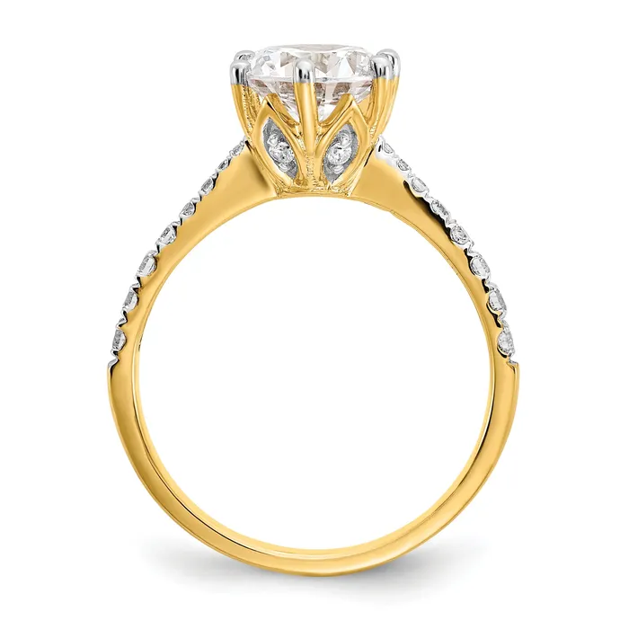 150ct CZ Solid Real 14k Polish 1 12ct Round Leaf Design Dia Ring Goldia Rings