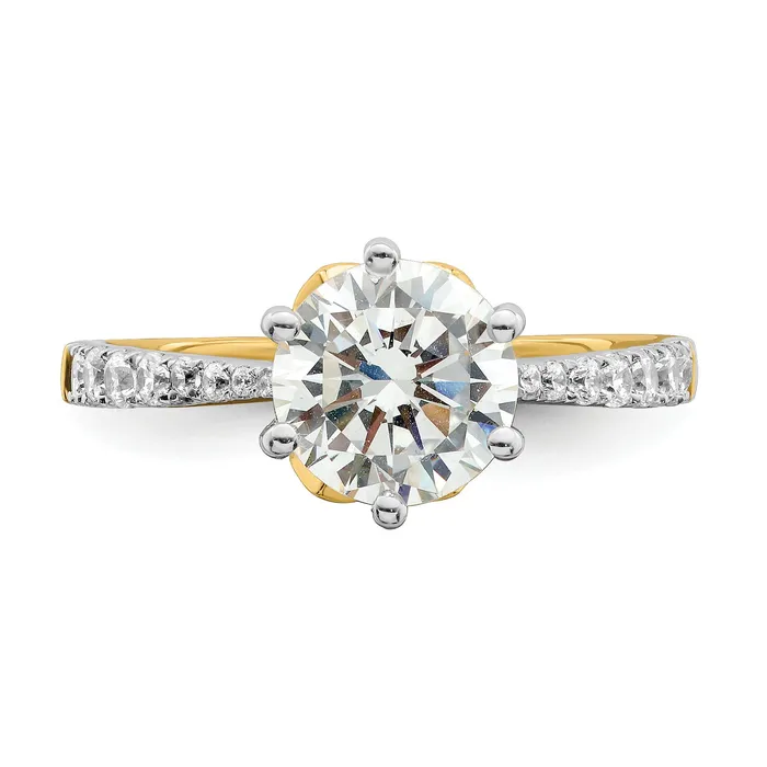 150ct CZ Solid Real 14k Polish 1 12ct Round Leaf Design Dia Ring Goldia Rings