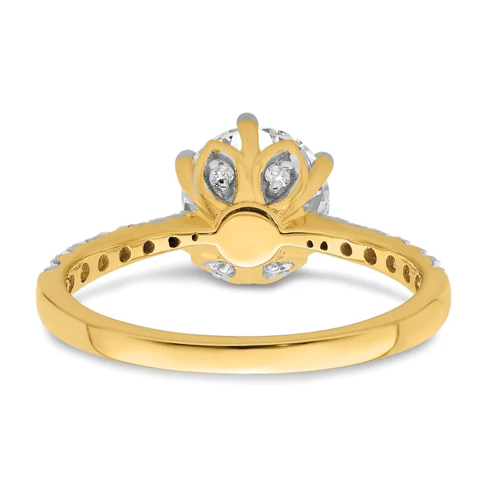 150ct CZ Solid Real 14k Polish 1 12ct Round Leaf Design Dia Ring Goldia Rings