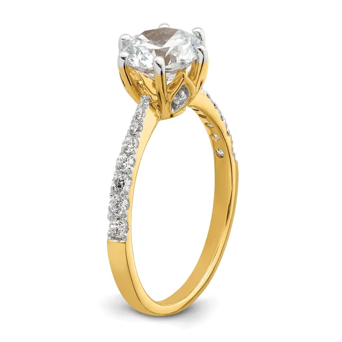 150ct CZ Solid Real 14k Polish 1 12ct Round Leaf Design Dia Ring Goldia Rings
