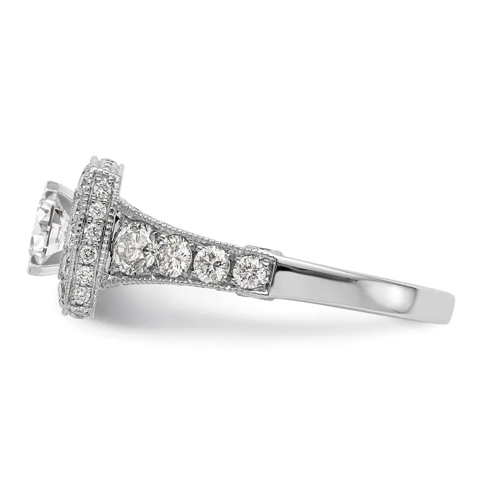 150ct CZ Solid Real 14K White Gold Peg Set Cushion Halo Engagement Ring Goldia Rings
