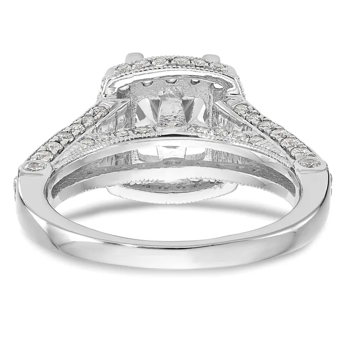 150ct CZ Solid Real 14K White Gold Peg Set Cushion Halo Engagement Ring Goldia Rings