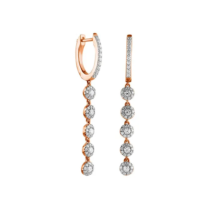 1 CT TW Diamond Frame Five Stone Dangle Drop Earrings in 10K Rose Gold Goldia Earrings