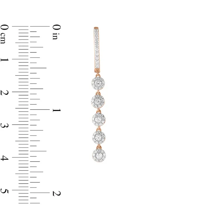 1 CT TW Diamond Frame Five Stone Dangle Drop Earrings in 10K Rose Gold Goldia Earrings