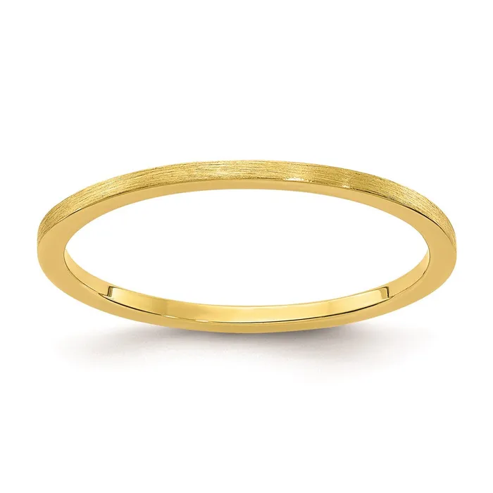 10K Gold 12mm Flat Satin Stackable Mens Ladies Wedding Band Ring Goldia Rings