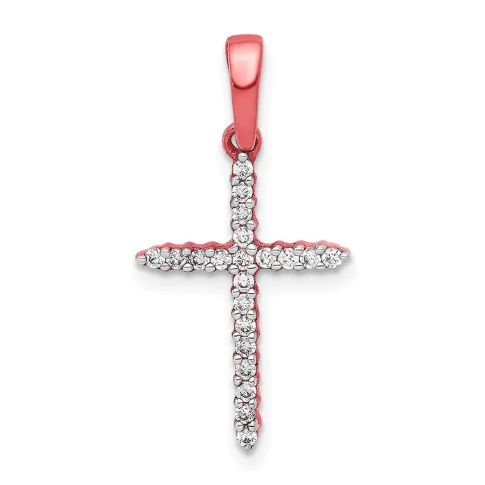10K Rose Gold 16ct Simulated Diamond Cross Pendant Goldiacom Necklaces