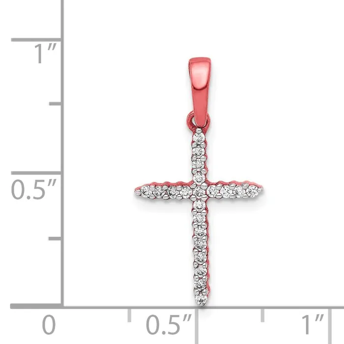 10K Rose Gold 16ct Simulated Diamond Cross Pendant Goldiacom Necklaces