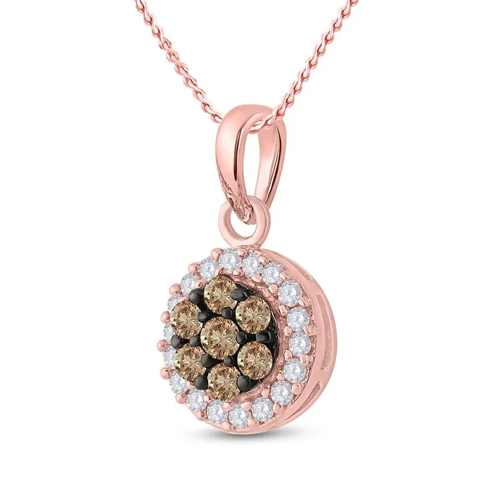 10k Rose Gold Brown Diamond Cluster Pendant 38 Cttw gndatlanta Necklaces
