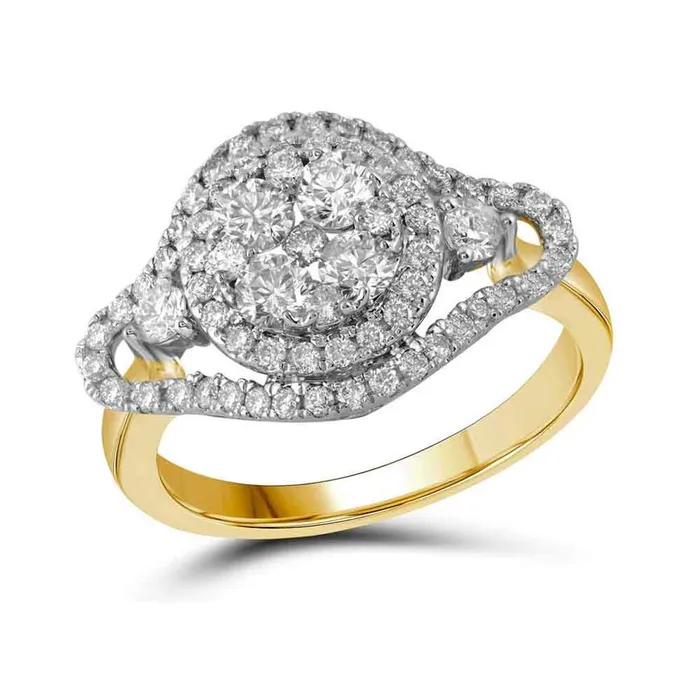 10k Yellow Gold Diamond Halo Bridal Engagement Ring 115 Cttw gndatlanta Rings