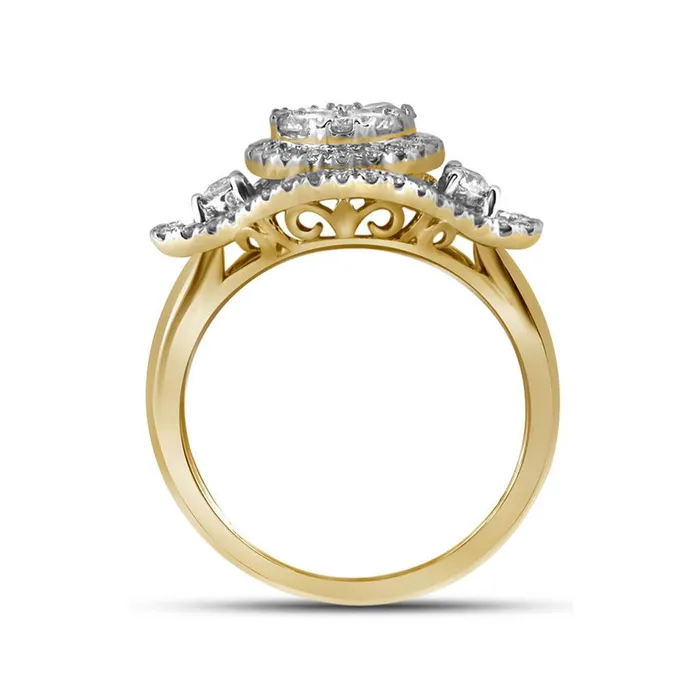 10k Yellow Gold Diamond Halo Bridal Engagement Ring 115 Cttw gndatlanta Rings