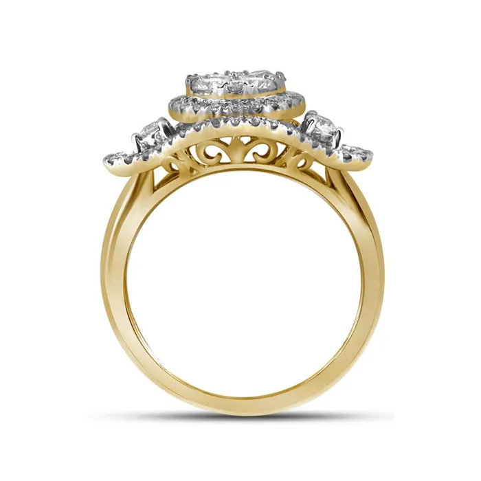 10k Yellow Gold Diamond Halo Bridal Engagement Ring 115 Cttw gndatlanta Rings
