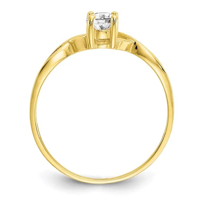 10K Yellow Gold Polished Geniune White Topaz Birthstone Ring Goldia Rings