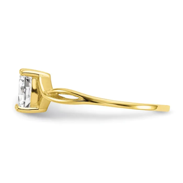 10K Yellow Gold Polished Geniune White Topaz Birthstone Ring Goldia Rings