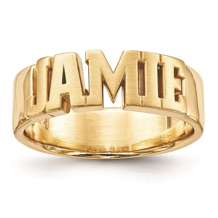 10K Yellow Gold Polished Personalized Name Ring Goldia Rings