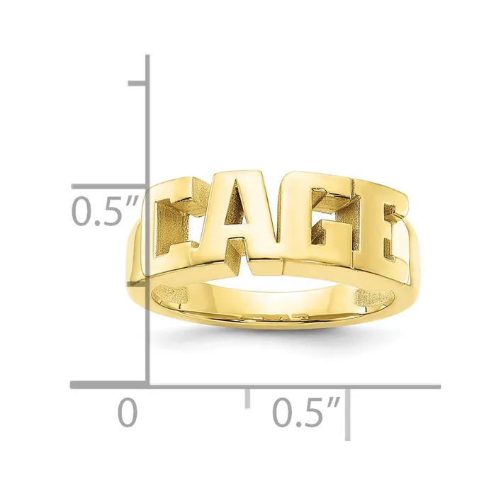 10K Yellow Gold Polished Personalized Name Ring Goldia Rings