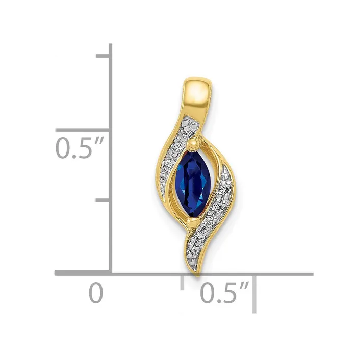 10K Yellow Gold Real Diamond and Marquise 29 Sapphire Pendant Goldia Necklaces