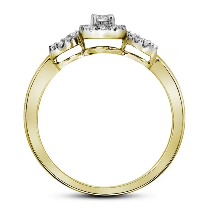 10k Yellow Gold Round Diamond Halo Bridal Wedding Ring Set 14 Cttw gndatlanta Rings