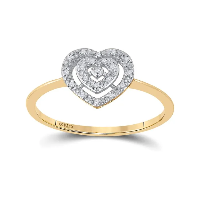 10k Yellow Gold Round Diamond Slender Heart Cluster Ring 120 Cttw gndatlanta Rings