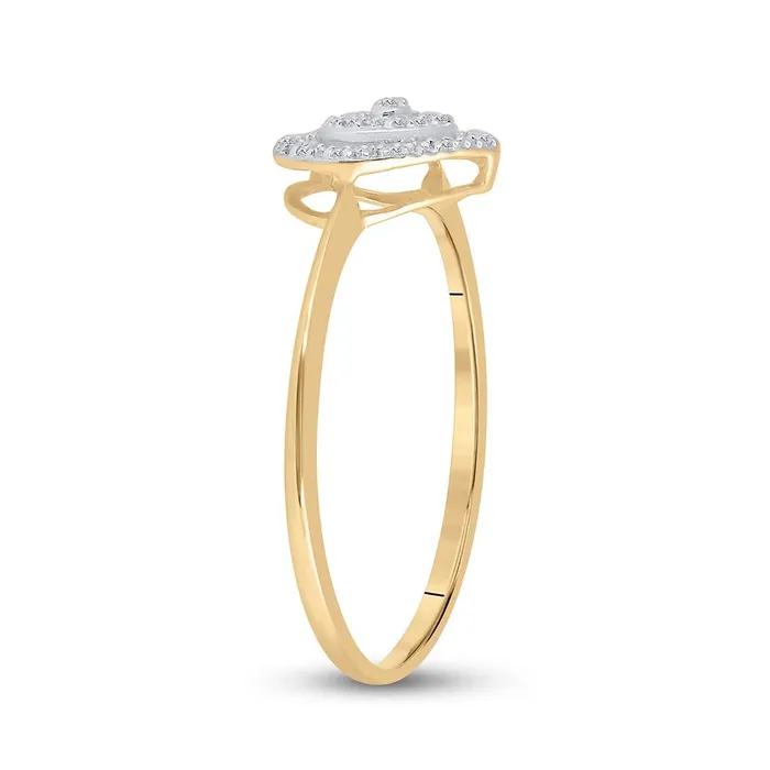 10k Yellow Gold Round Diamond Slender Heart Cluster Ring 120 Cttw gndatlanta Rings