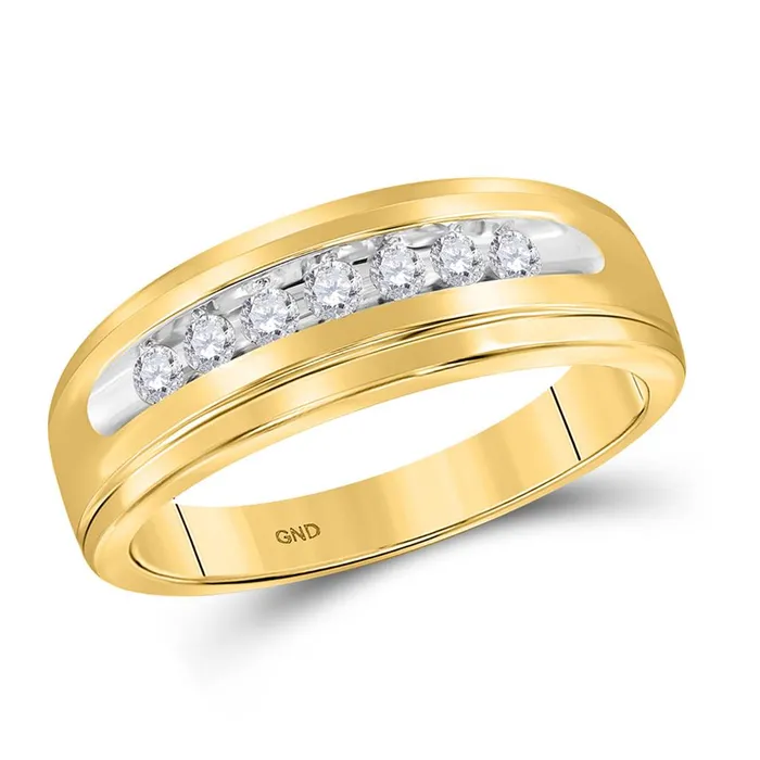 10k Yellow Gold Round Diamond Wedding ChannelSet Band Ring 1 Cttw gndatlanta Rings