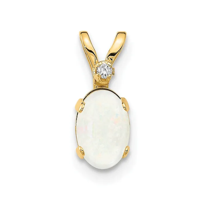 14k Diamond and Opal Birthstone Pendant Goldiacom Necklaces