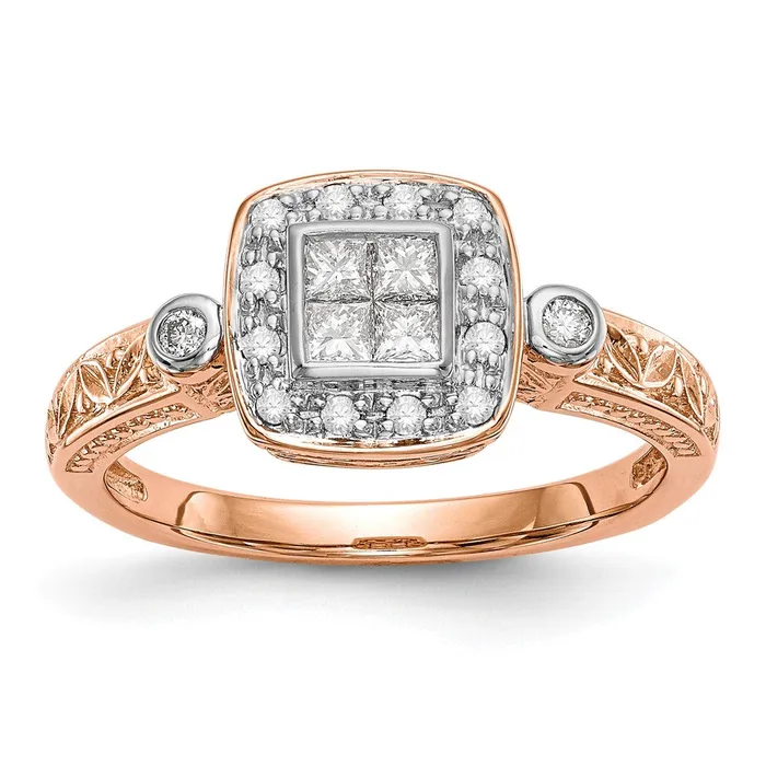 14K Rose Gold Complete Real Diamond Cluster Engagement Ring Goldiacom Rings