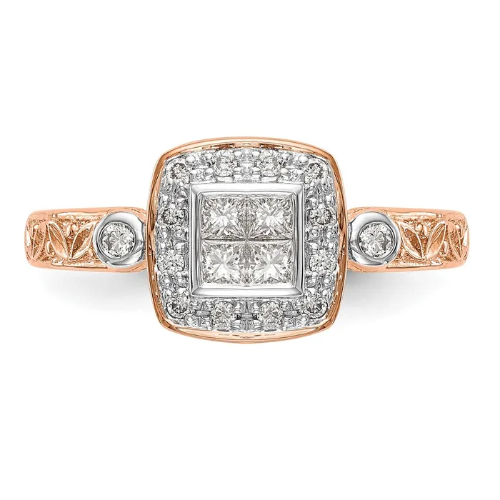 14K Rose Gold Complete Real Diamond Cluster Engagement Ring Goldiacom Rings
