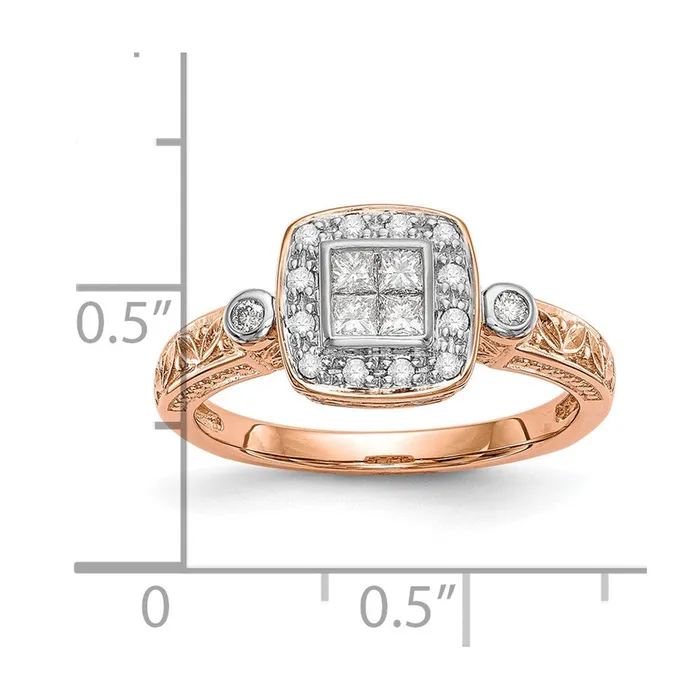 14K Rose Gold Complete Real Diamond Cluster Engagement Ring Goldiacom Rings