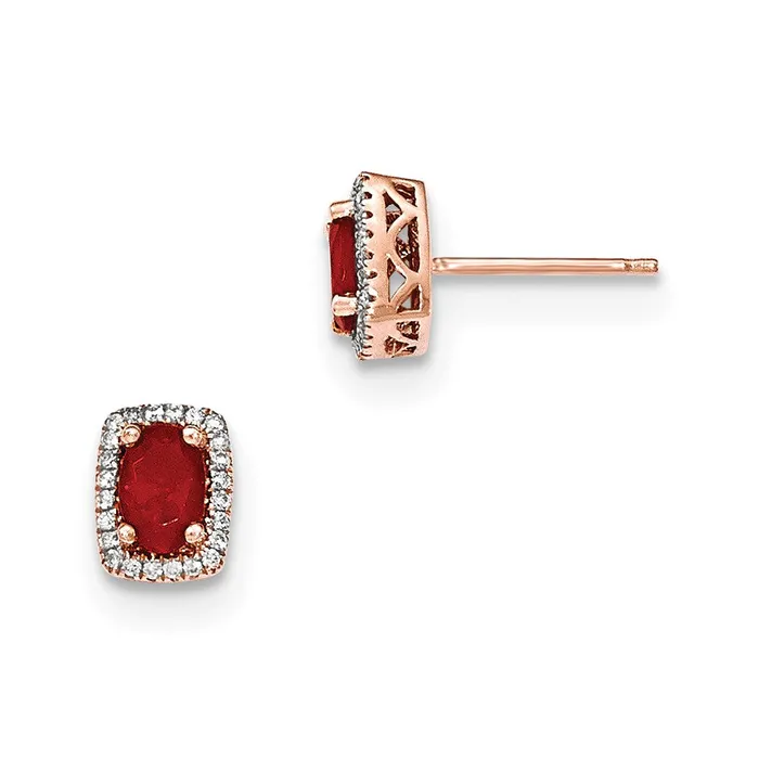 14k Rose Gold Oval Fire Opal u0026 Real Diamond Rectangle Post Earrings Goldia Earrings