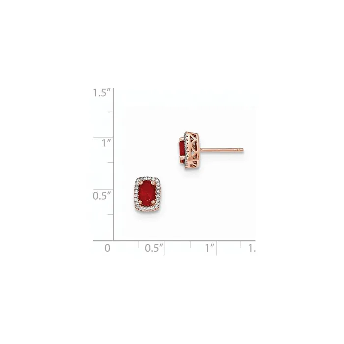 14k Rose Gold Oval Fire Opal u0026 Real Diamond Rectangle Post Earrings Goldia Earrings