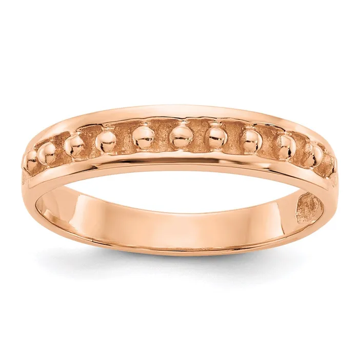 14k Rose Gold Polished Beaded Band Goldia Rings