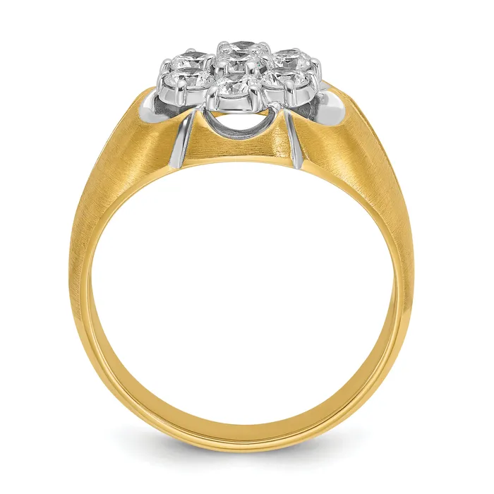 14k TwoTone 1 Ct Lab Grown Diamond VSSI G Mens Cluster Ring Goldia Rings