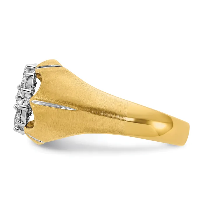 14k TwoTone 1 Ct Lab Grown Diamond VSSI G Mens Cluster Ring Goldia Rings