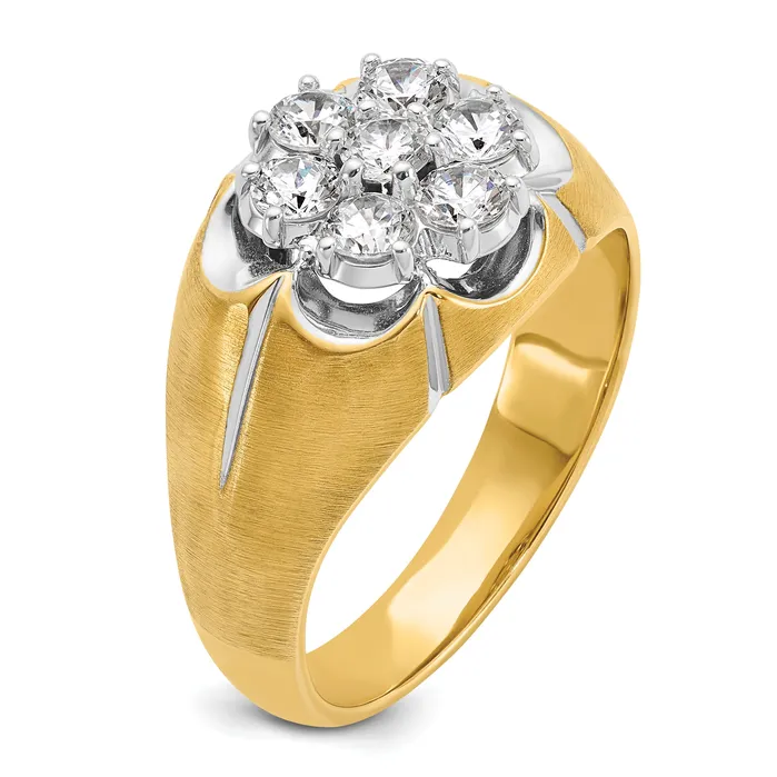14k TwoTone 1 Ct Lab Grown Diamond VSSI G Mens Cluster Ring Goldia Rings