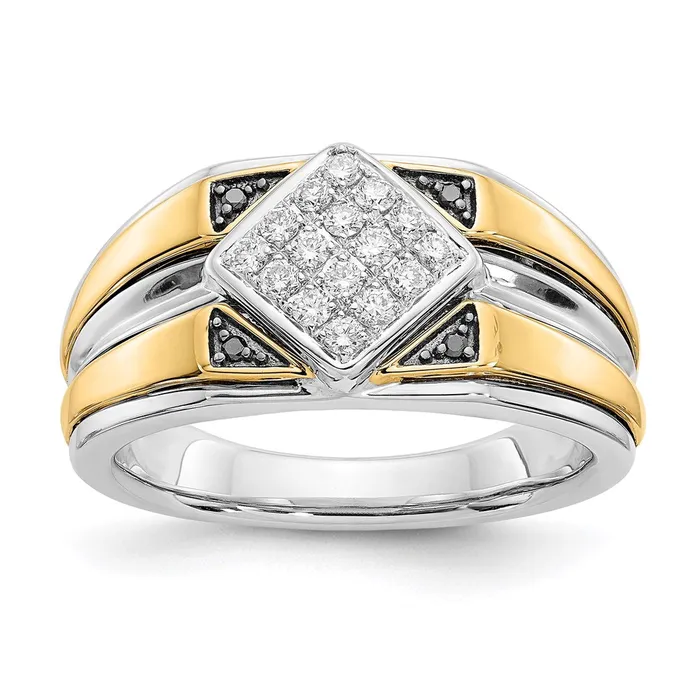 14k TwoTone Gold Black u0026 White Real Diamond Mens Ring Goldia Rings