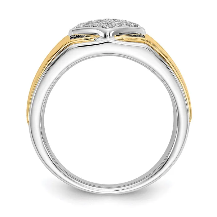 14k TwoTone Gold Black u0026 White Real Diamond Mens Ring Goldia Rings