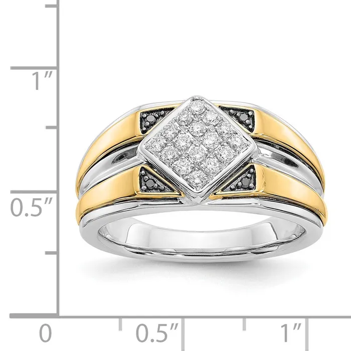 14k TwoTone Gold Black u0026 White Real Diamond Mens Ring Goldia Rings