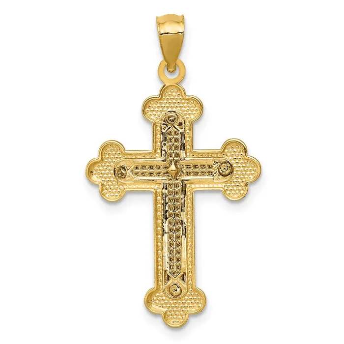 14k Twotone Gold Budded Cross Pendant Goldia Rings