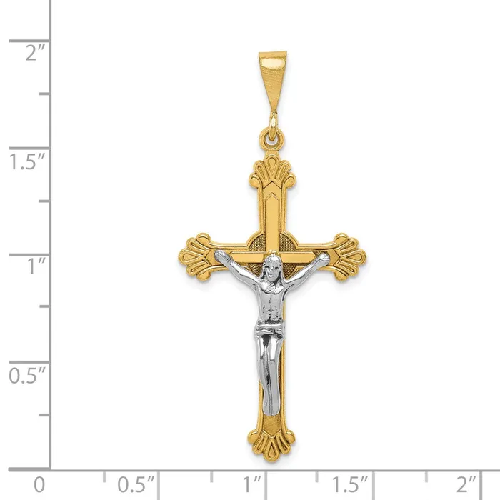 14k Twotone Gold Crucifix Pendant Goldia Rings